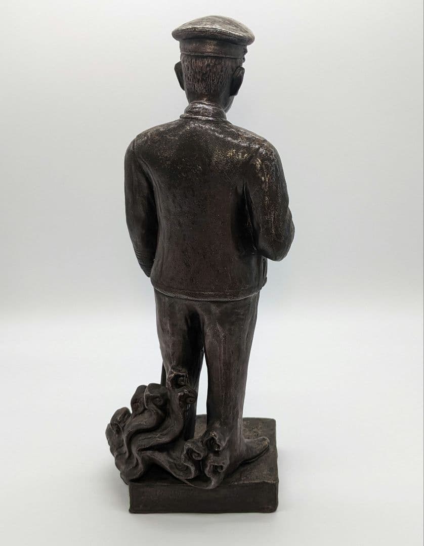 藤原陶斎 備前焼 東郷平八郎像 合箱 陶像 日露戦争 置物 細工