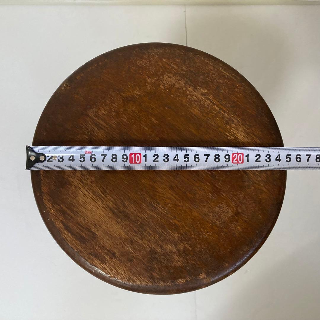 古い丸椅子 スツール チェア 椅子 木製 飾り台 置物台 花台 古道具 レトロ