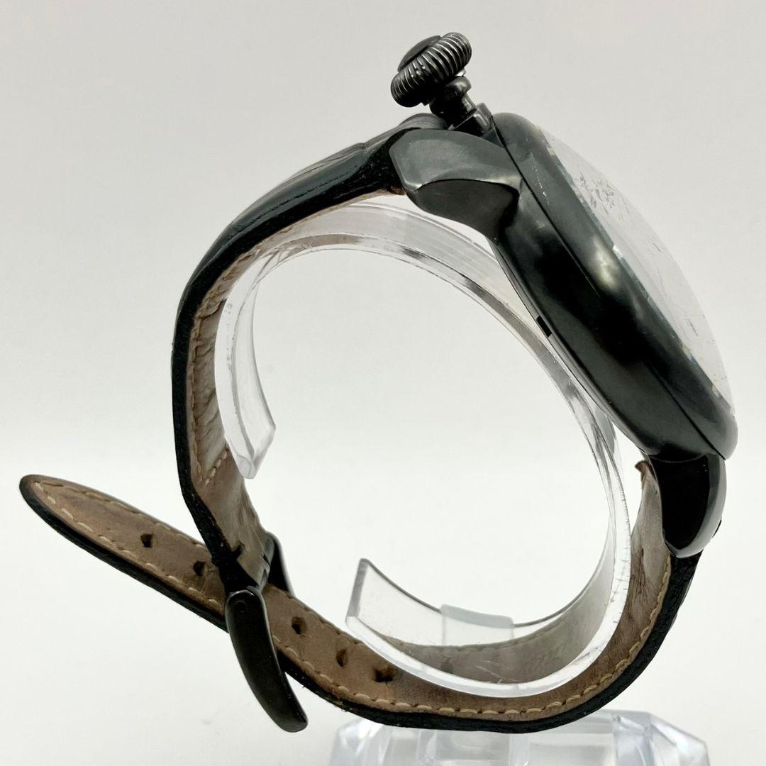 稼働品 ガガミラノ マヌアーレ 48ｍｍ 手巻き オールブラック 腕時計