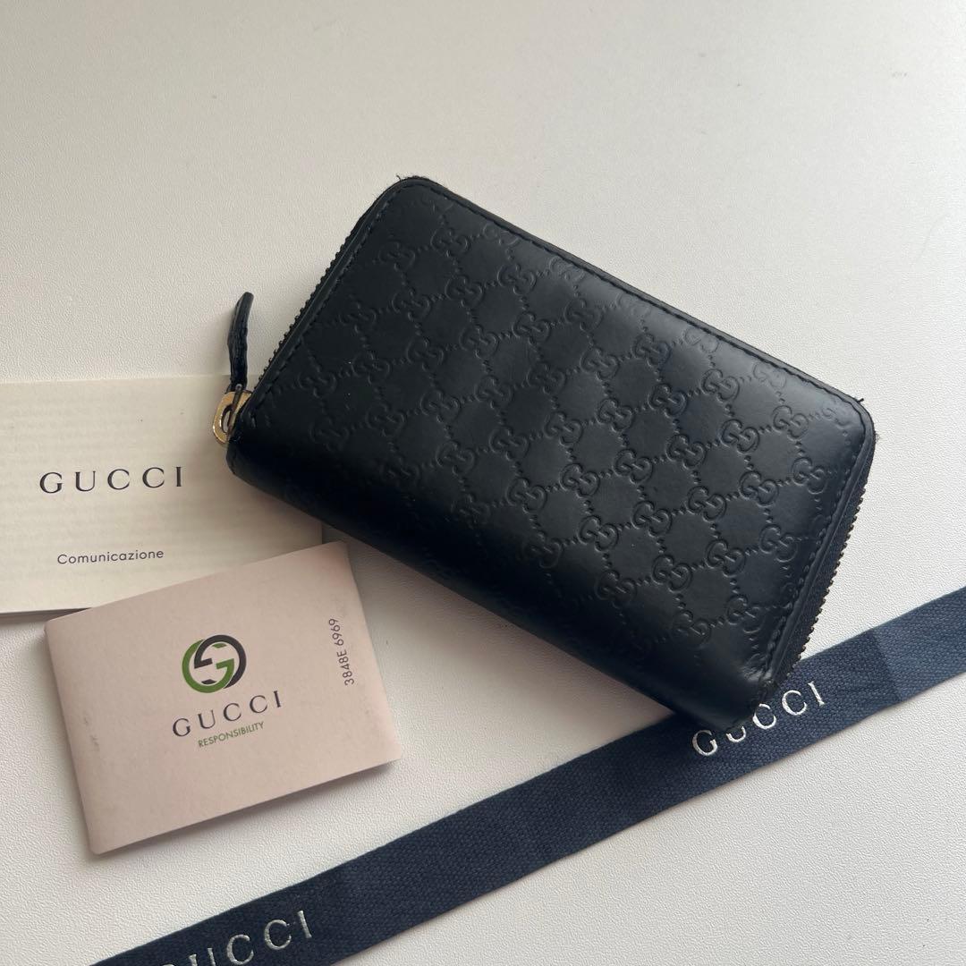 20 美品 GUCCI グッチ マイクロシマ 小銭入れ 財布 カードケース