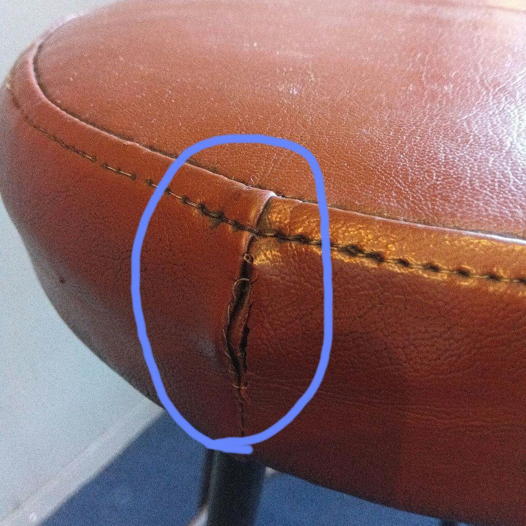 ブラウンレザー調 バースツール 椅子 昭和レトロ アイアン