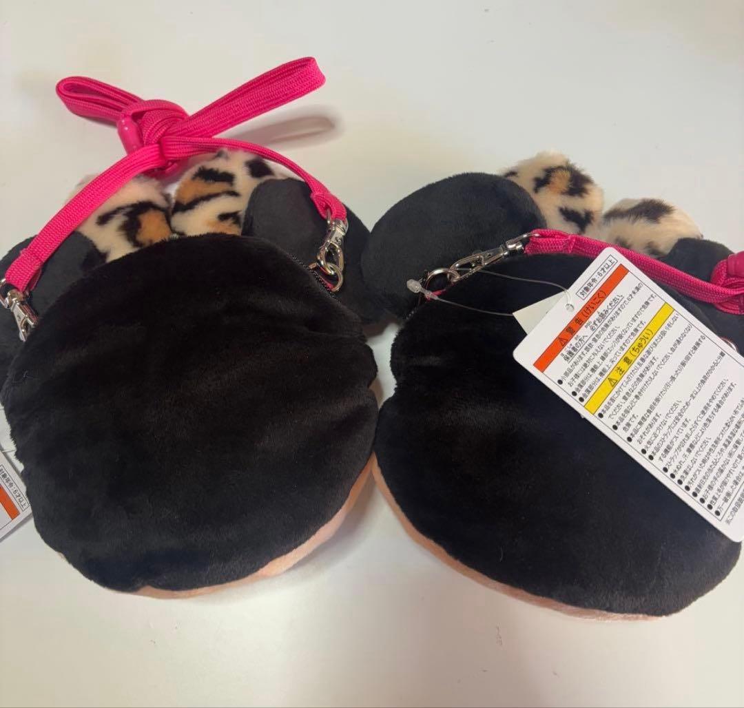 【2個セット】ヒョウ柄　ピンク紐　ミニーちゃん　ショルダーバッグ　新品　タグ付き