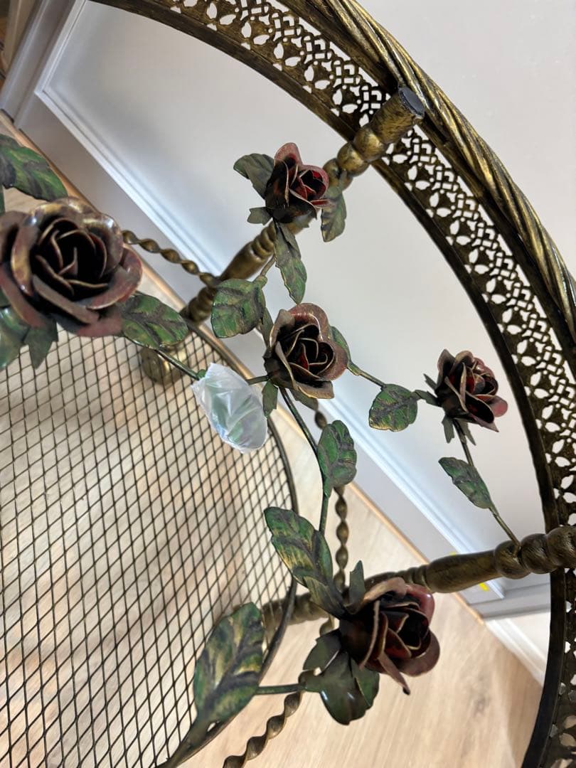 アンティーク 薔薇のガラステーブル ルネサンス 花柄ガラステーブル 美品