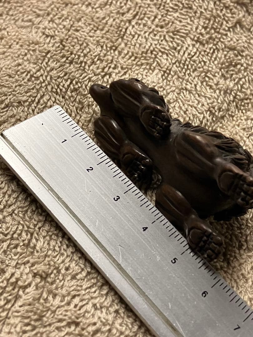 根付け 作者不明 刻印あり 獅子型 彫刻 約10cm