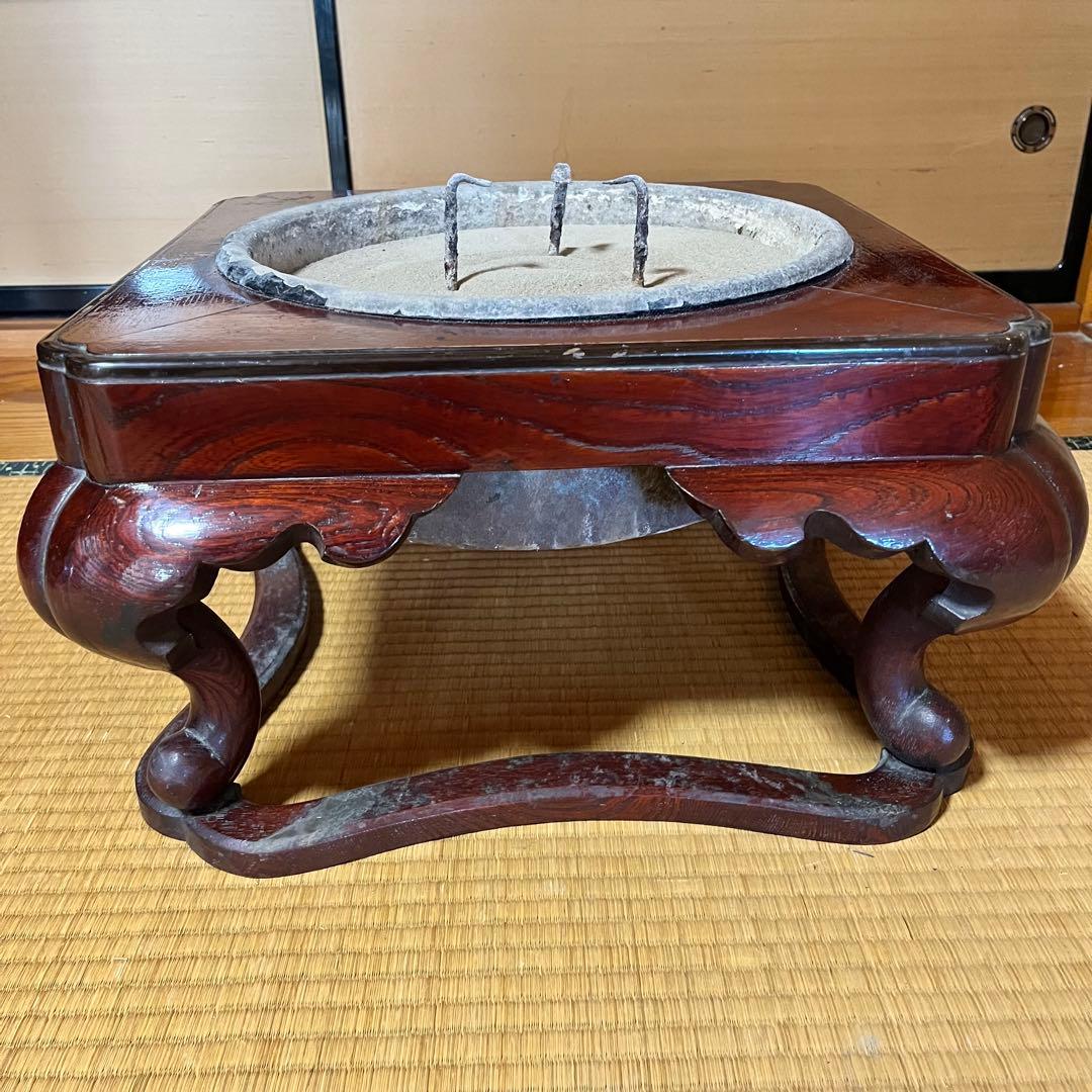 ヴィンテージ 座敷用火鉢 木製 ねこ脚 四角形