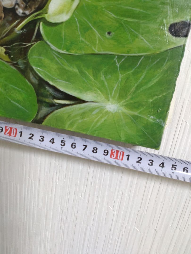 蛙の油絵【静かな一歩】1点物の原画◆作者サイン入り◆F4号キャンバス油絵