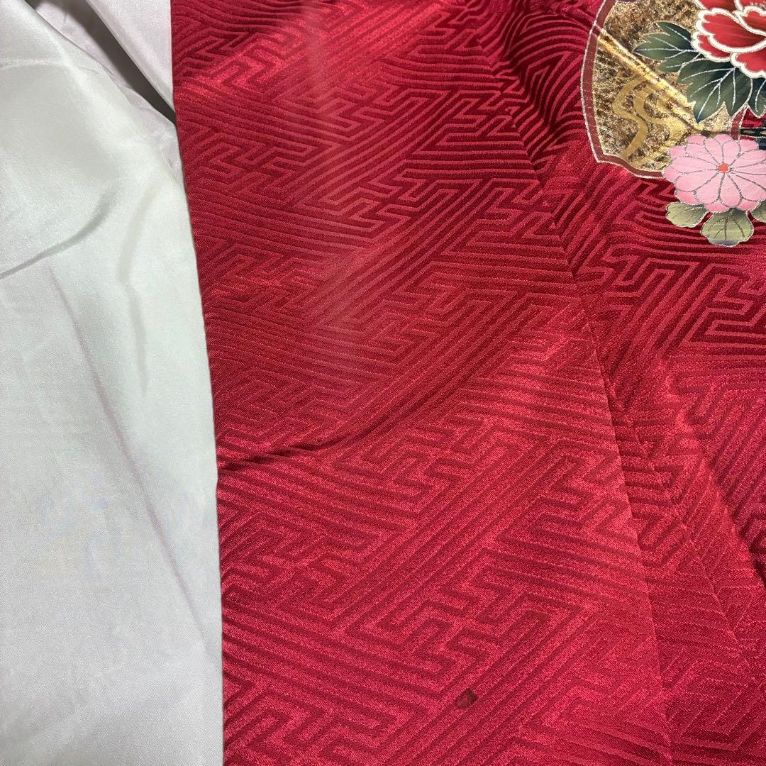 なお様⁂【振袖フルセット】 +小物・肌襦袢セット 赤 扇花柄 金駒刺繍