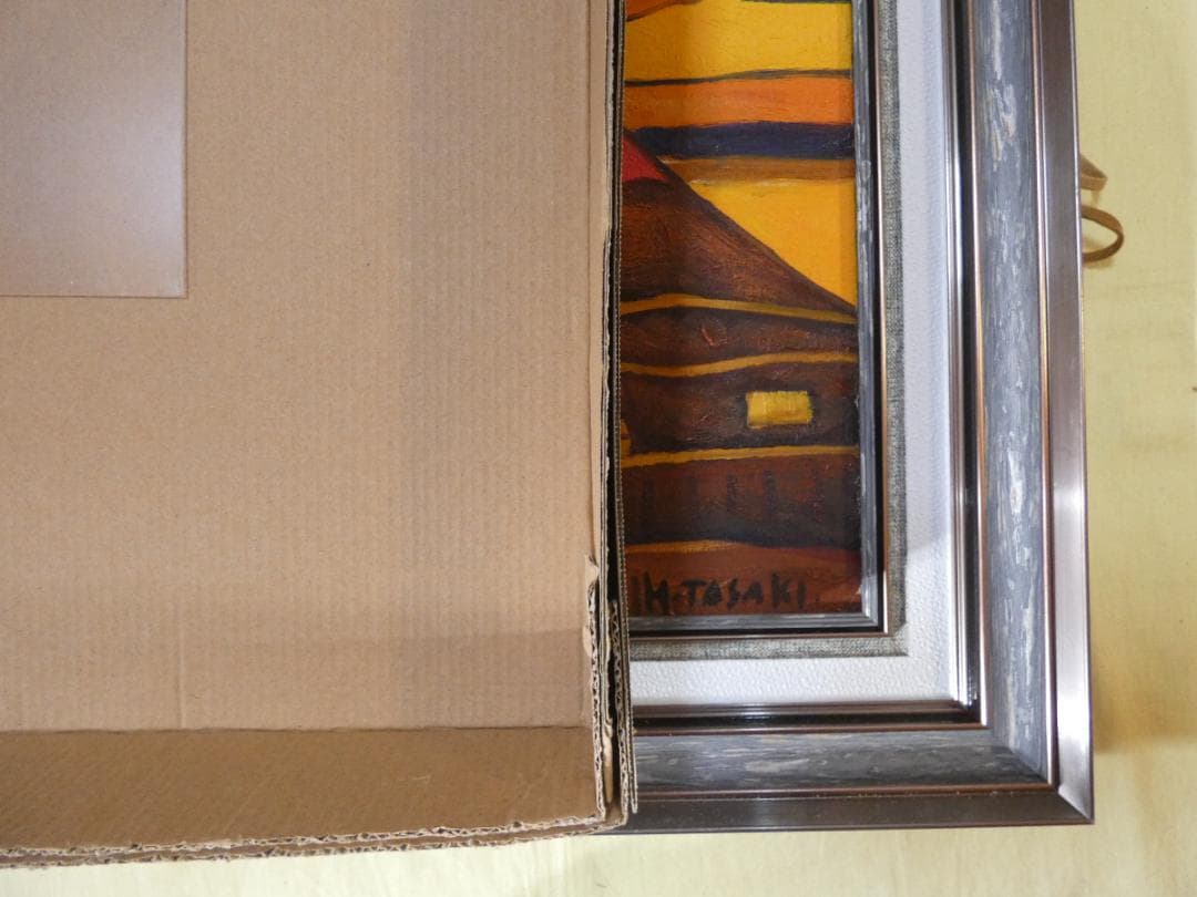 油絵 額付き 田崎広助 F6 【 赤富士 】手描き 肉筆