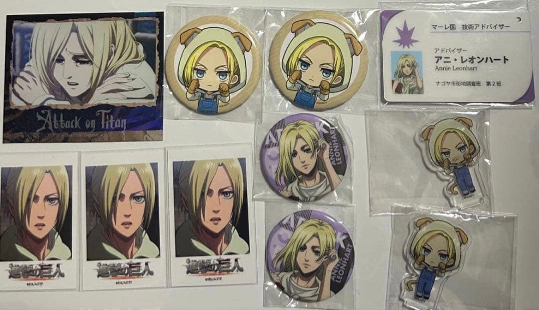 進撃の巨人　アニ　缶バッジ　推し旅　プリンセスカフェ　チェキ風カード　猫の日