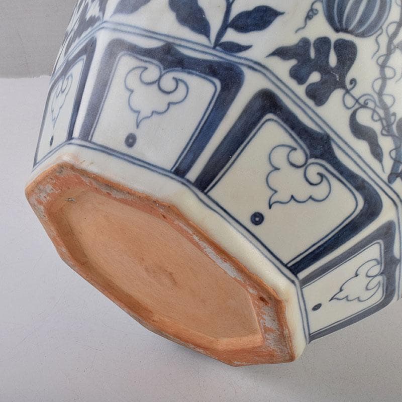 中国 青花 花弁文 八角面取瓶 壺 C 8945A