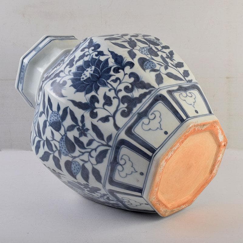 中国 青花 花弁文 八角面取瓶 壺 C 8945A