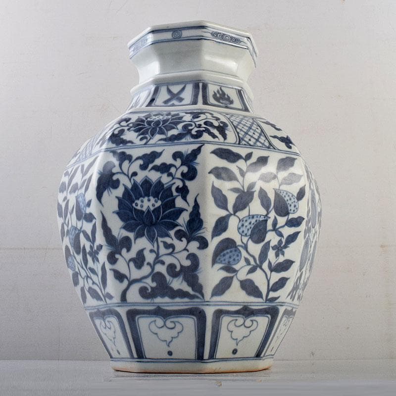 中国 青花 花弁文 八角面取瓶 壺 C 8945A