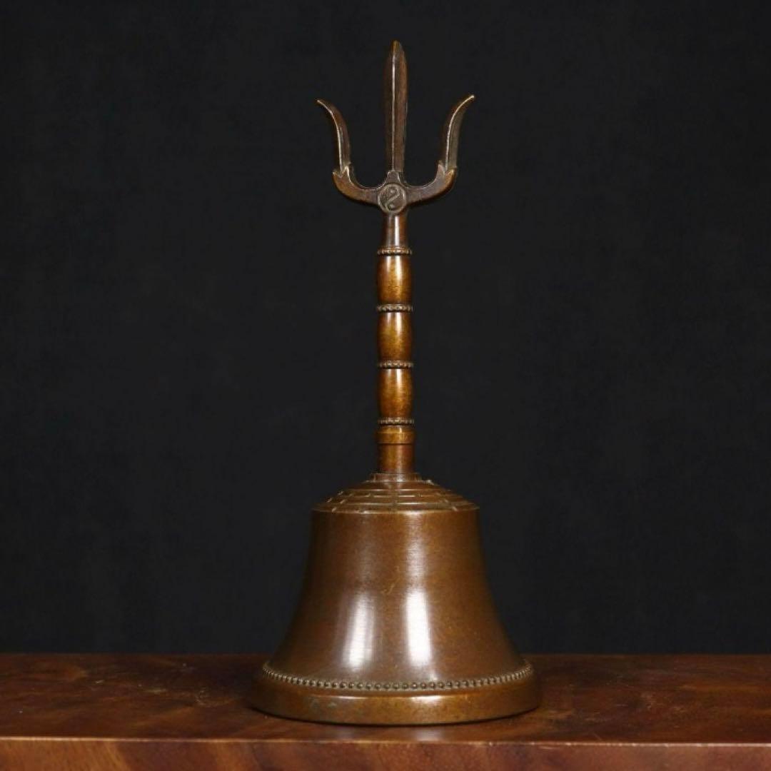 銅製 法器 三清三叉太極八卦鈴 手揺鈴 開運 風水 招財 置物