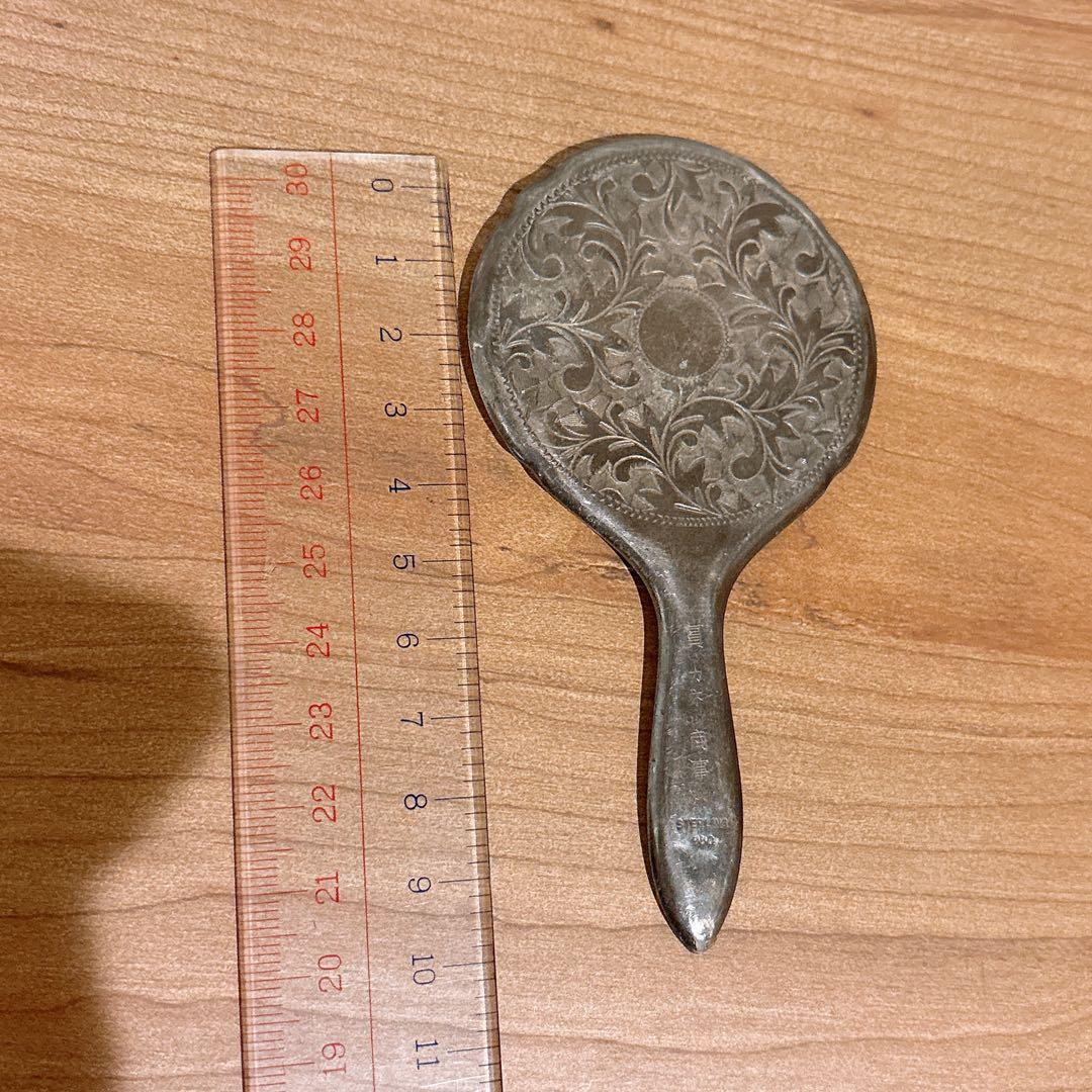 レトロ アンティーク 手鏡 ミラー 銀製 sterling 950？ 約10cm