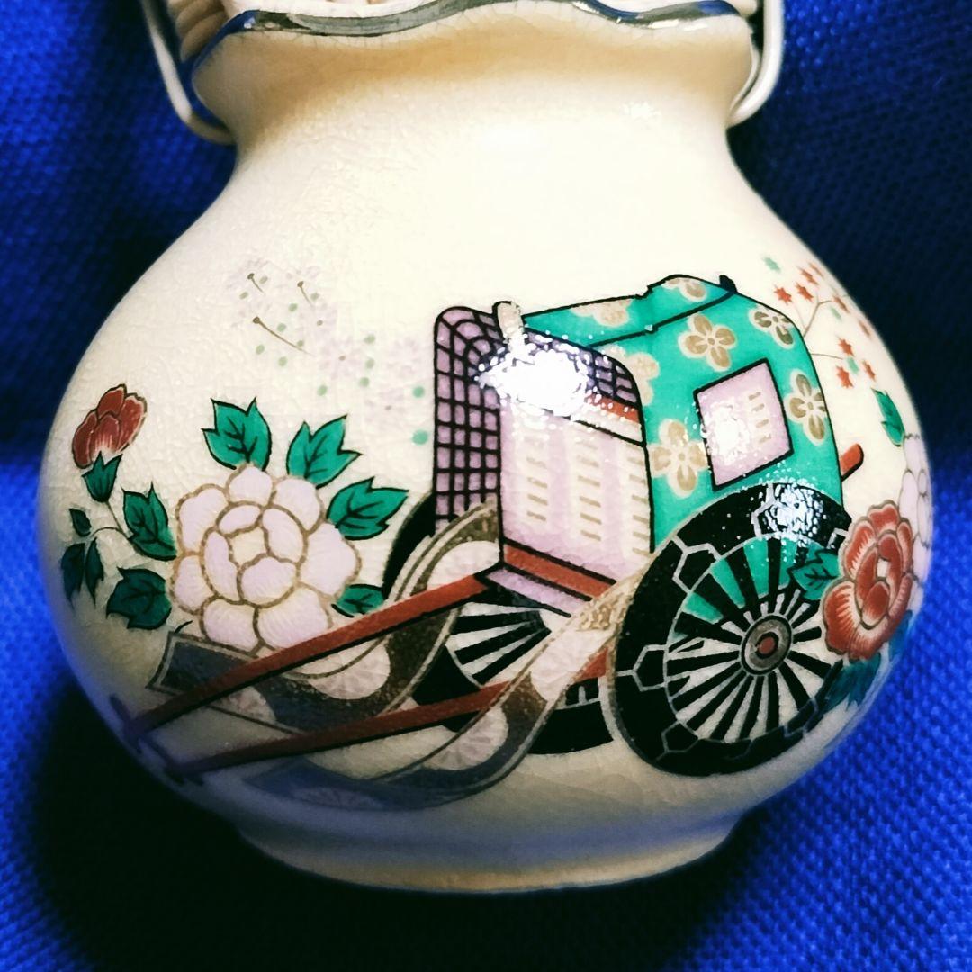 九谷焼✨美峰✨陶器製爪楊枝入 アンティーク小壺 装飾品 ✨金彩御所車