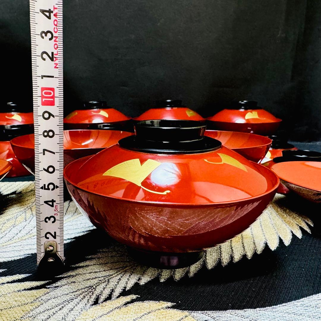 漆器　輪島塗　木製　蒔絵　溜塗　吸物椀　蓋付椀　汁椀　10客 木箱