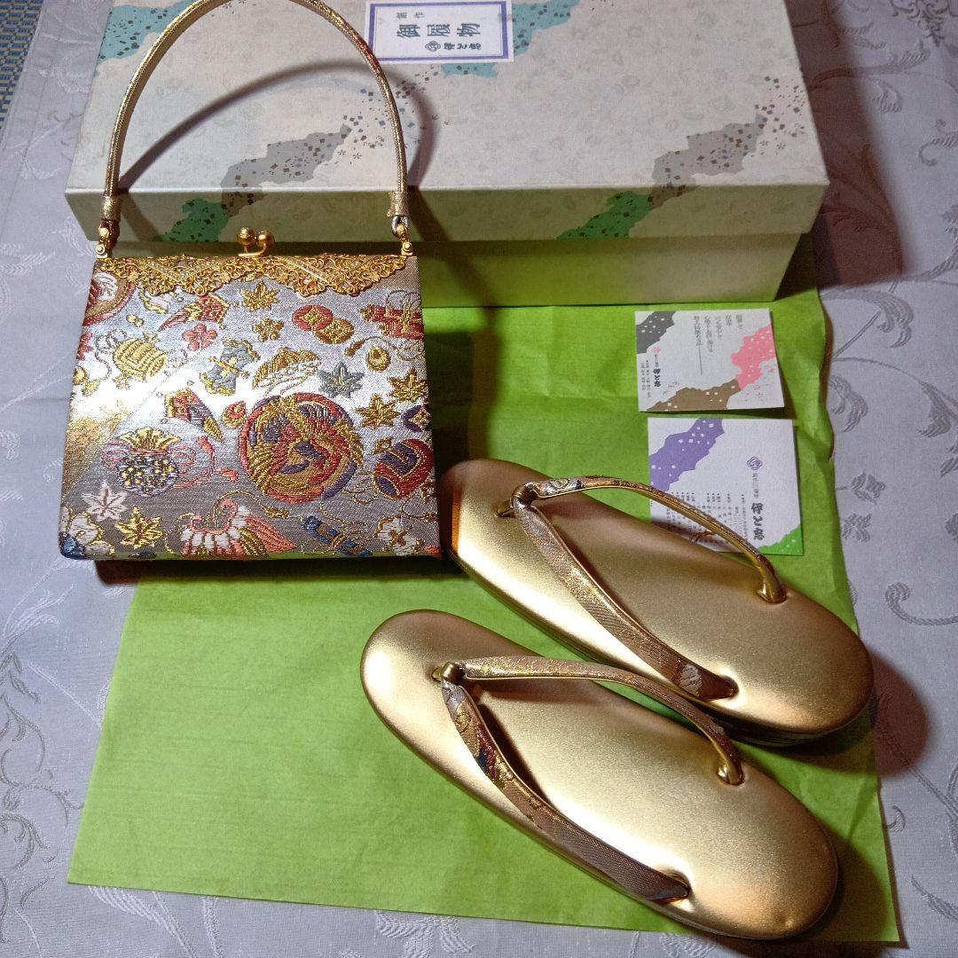 伊と忠　高級和装バッグ、草履セット　お値下