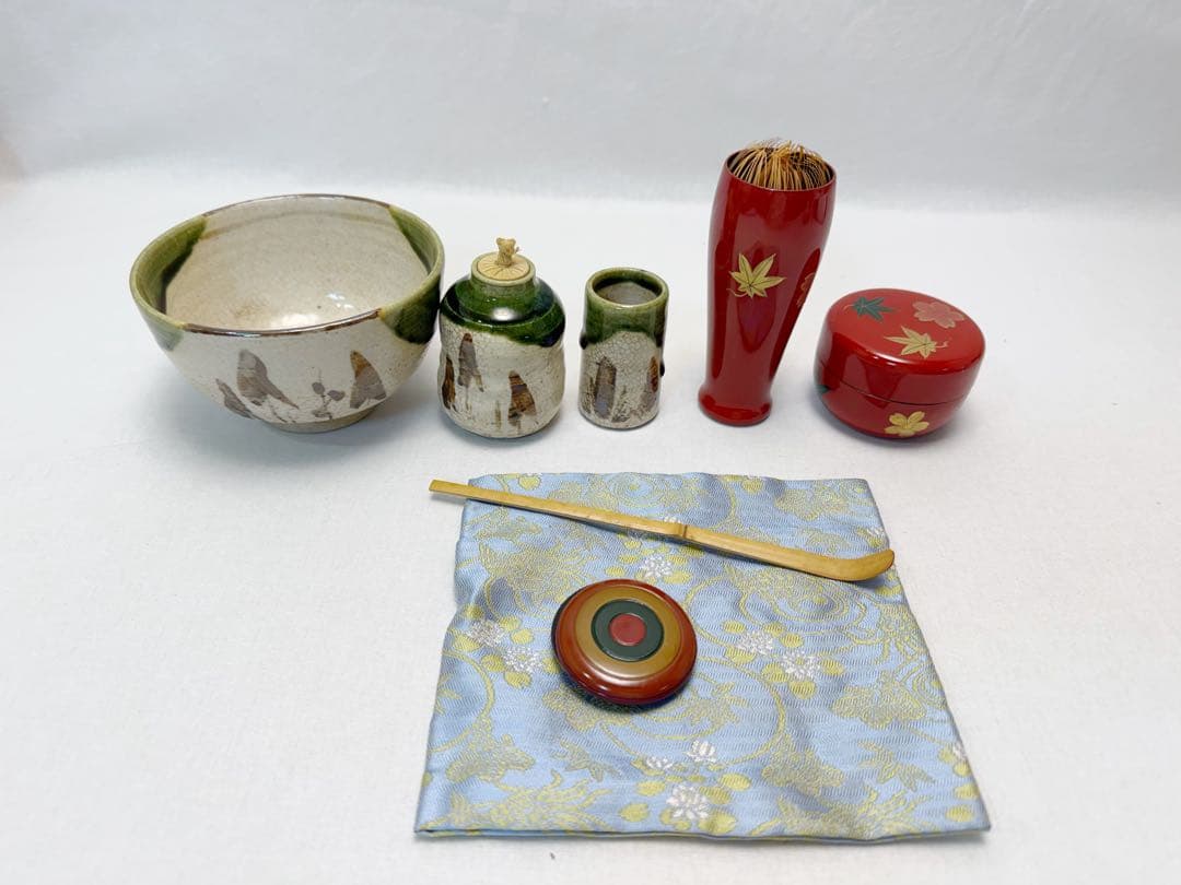 茶道具 桑 茶箱九点セット 茶碗 棗 茶筅 振出 巾筒 等の通販はau PAY