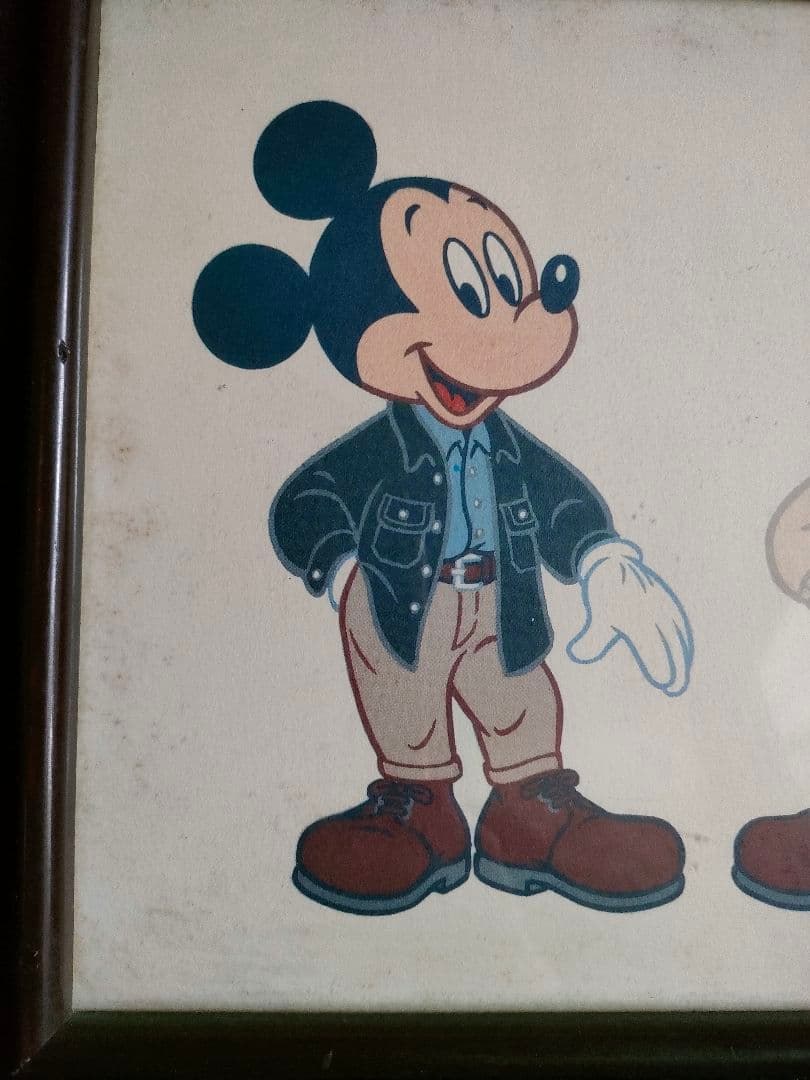 ヴィンテージ　ミッキーマウス アートワーク 木製フレーム付き