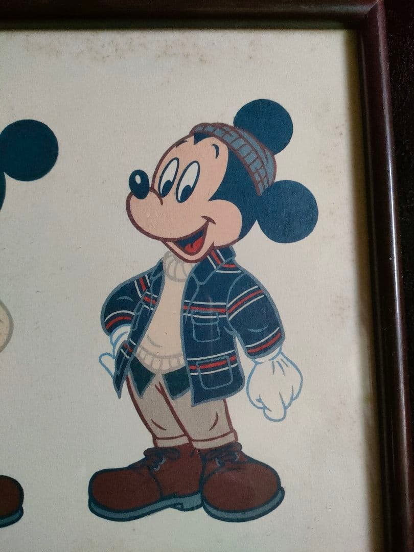 ヴィンテージ　ミッキーマウス アートワーク 木製フレーム付き