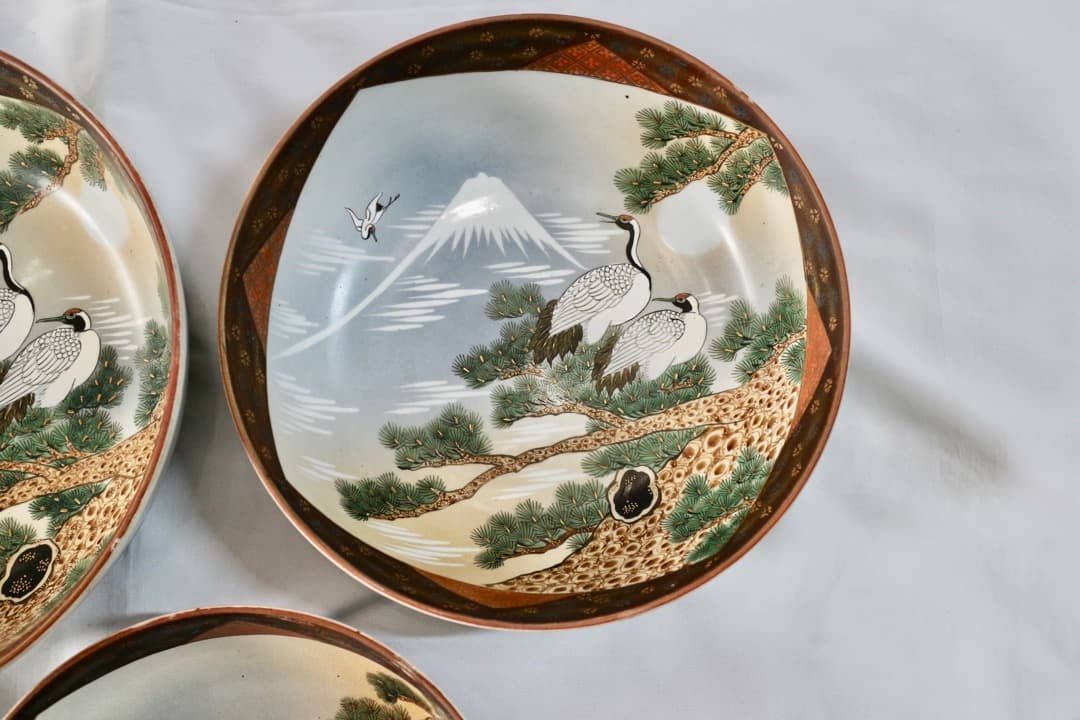 古九谷 九谷焼 三ツ鉢 三ツ丼 三重鉢 重ね鉢 深鉢 鶴松