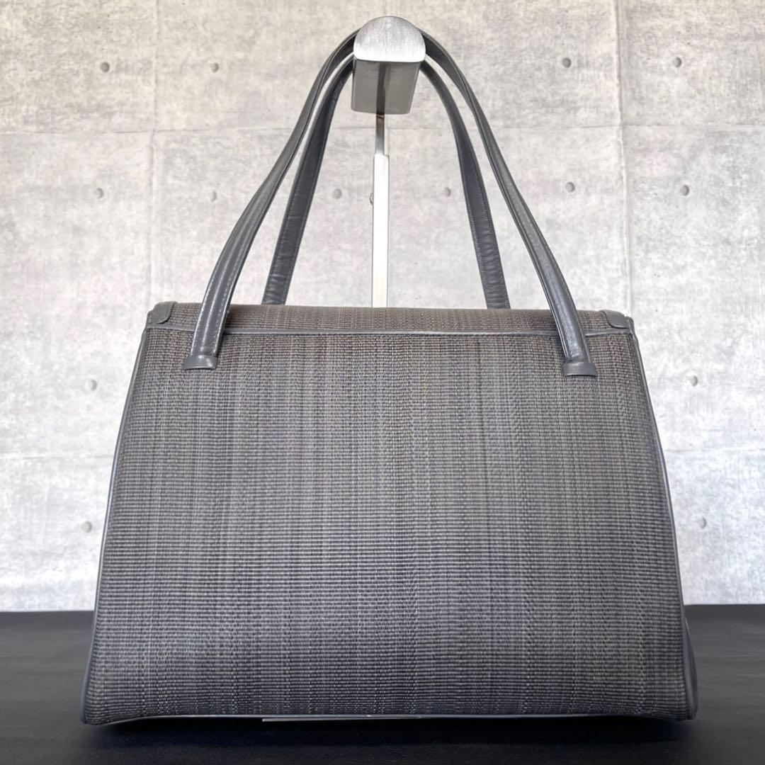 【COMTESSE】ホースヘア×レザー ダークグレー ゴールド金具 ハンドバッグ