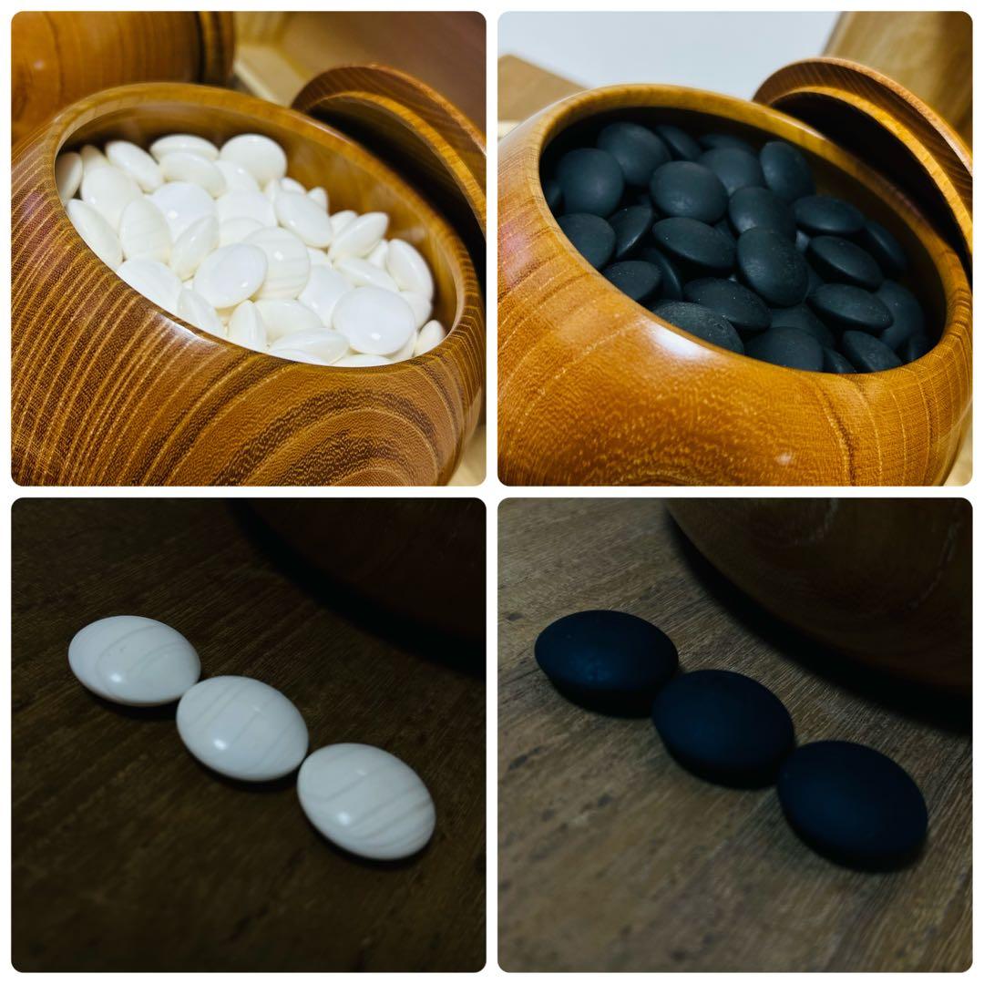 【高級セット】国産 極厚 囲碁 本榧 ヘソ 脚付き 蛤碁石 日向産 懐志 碁笥