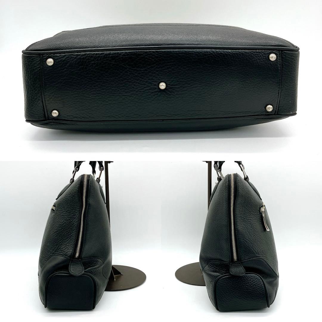 専用美品【PELLE MORBIDA】ビジネスバッグ　ブラック　レザー　シルバー