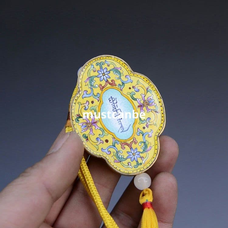 景泰藍銅胎花紋斎戒牌 掛札 装飾品 工芸品 収蔵品の通販はau PAY