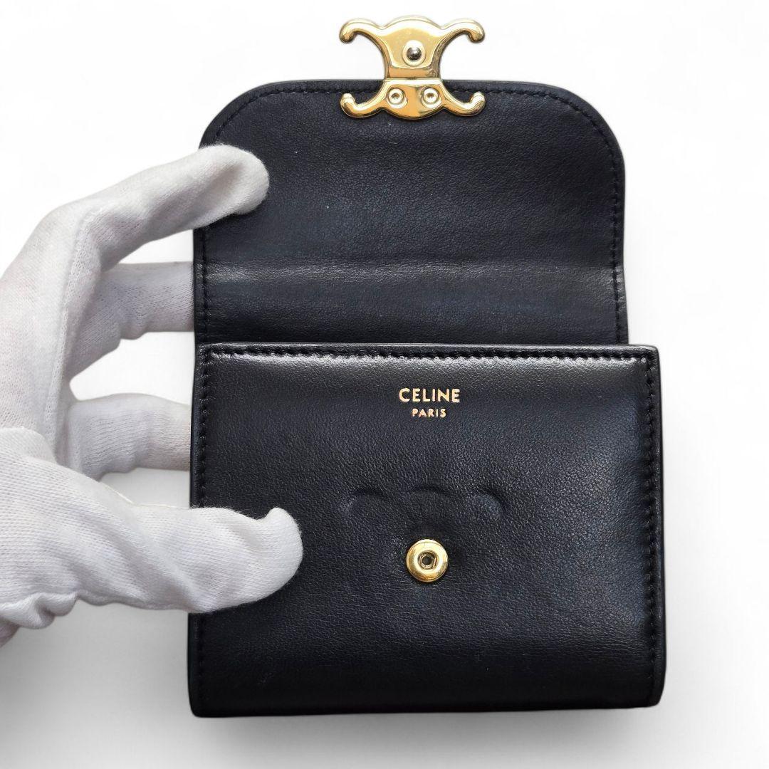 極美品✨セリーヌ トリオンフ スモールフラップウォレット ブラック