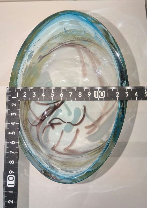 中尾羊古』ガラス水指 茶道具 共箱 金ギヤマン義山 アトリエ羊古