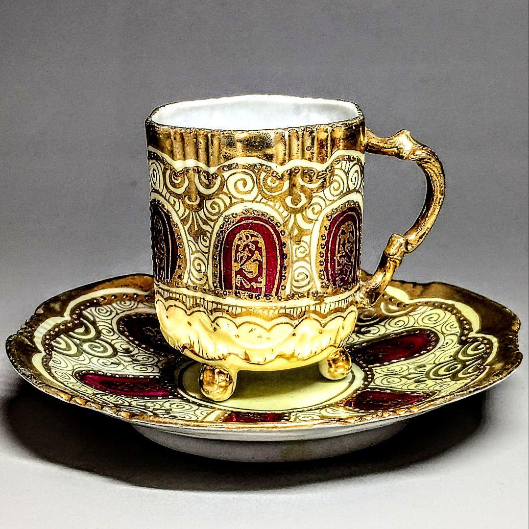 オールドノリタケ アールヌーボー様式 メイプルリーフ印 金盛上