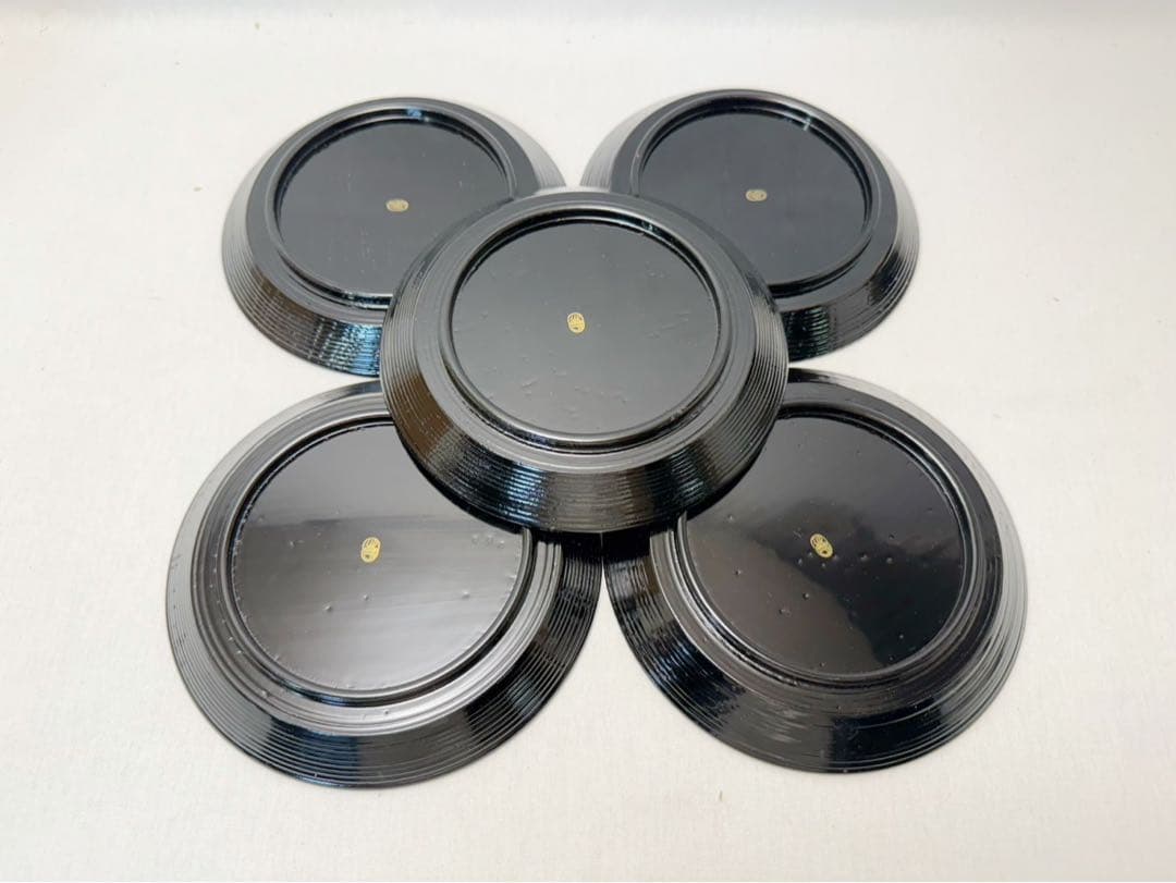 未使用 茶道具 平安象彦 長寛絵変わり 銘々皿 5枚組 底印 木製 菓子皿 共箱