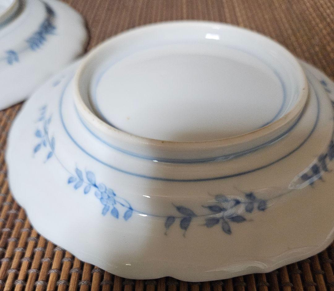 名品❗】江戸時代後期 柿右衛門様式 染錦 双鳥に 梅花紅葉赤花図 輪花