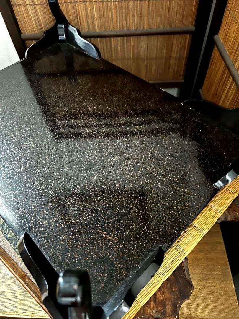 時代 金彩 蒔絵 祝い膳 黒塗り 裏 梨地 膳台