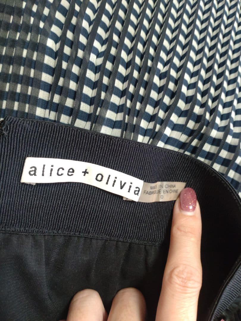 アリスアンドオリビア シフォンチェック プリーツスカート