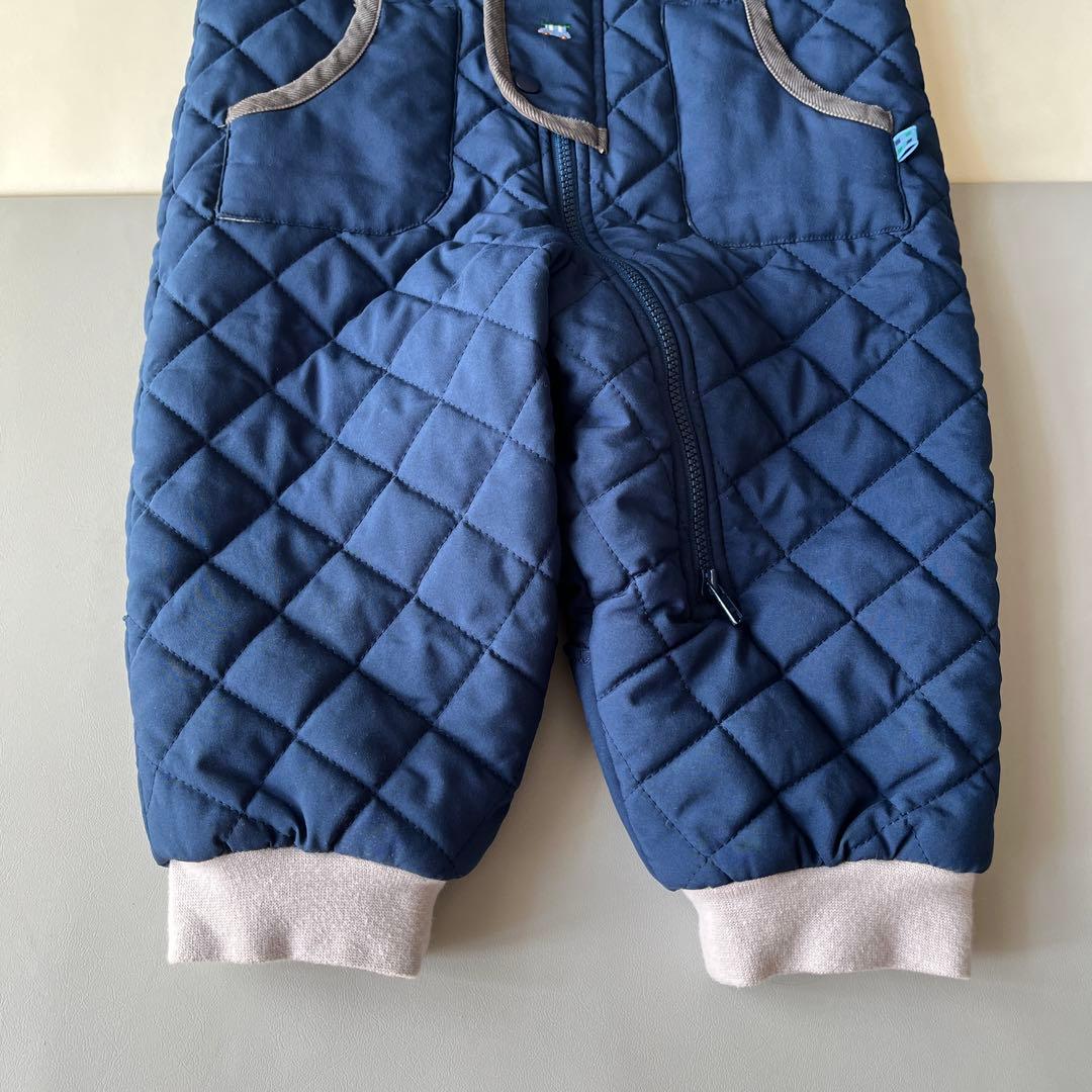ファミリア ネイビー キルティング アウター ジャンプスーツ 80 ロンパース