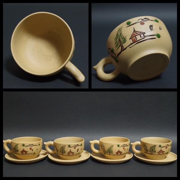 国家高級工芸美術師 周桂珍製 段泥紫砂壺 石楽刻『山水風景漢詩文