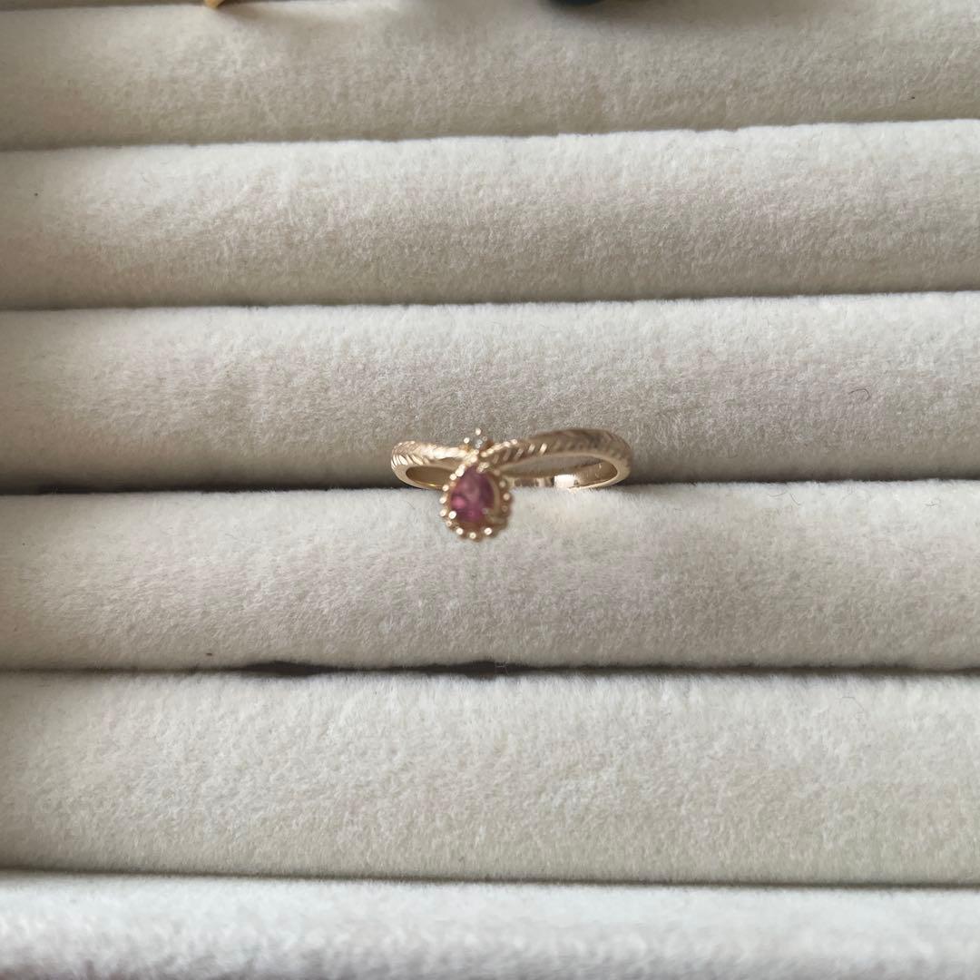 ゴールド ピンクストーン リング10金　11号