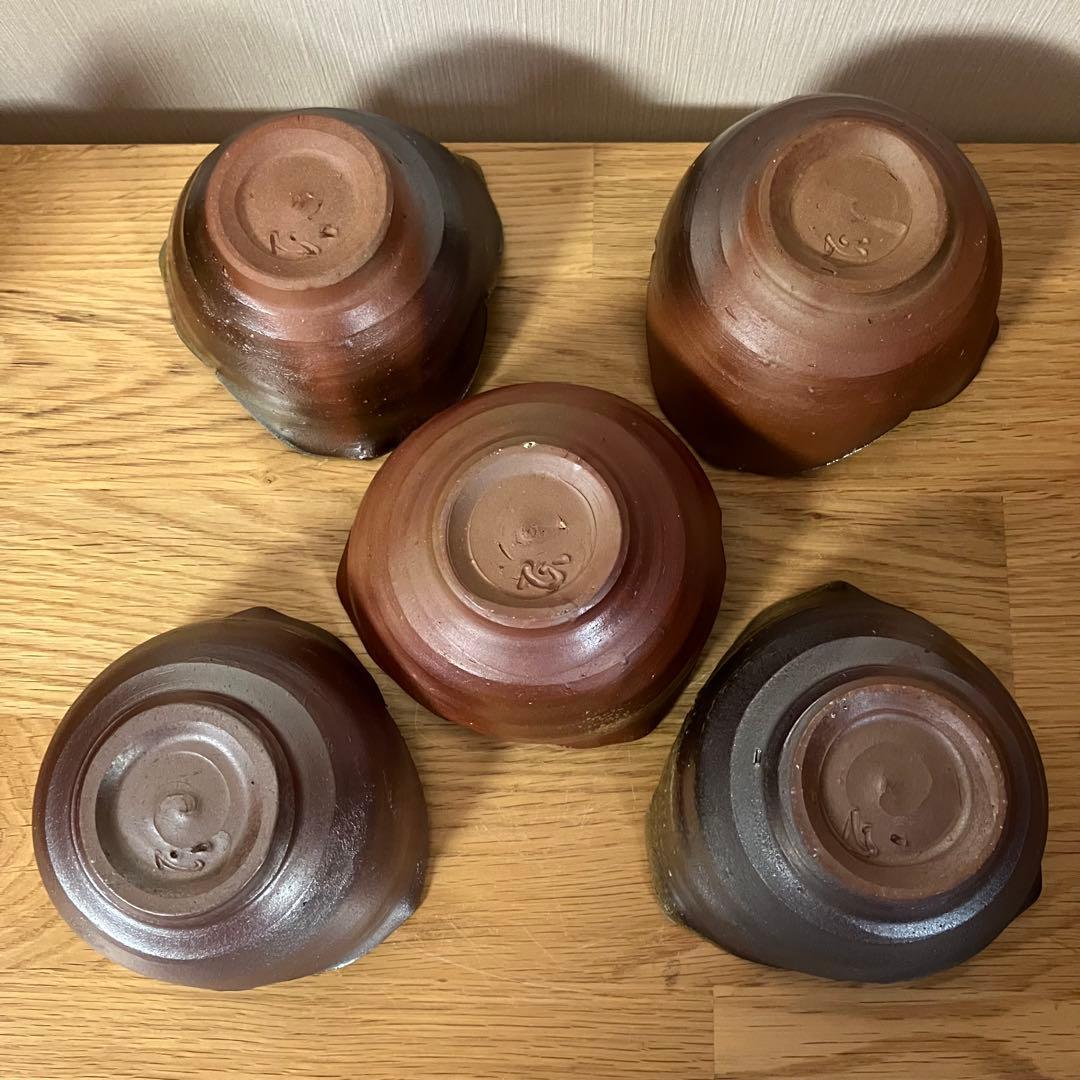 備前焼 山本和泉造 割山椒 向付 5客
