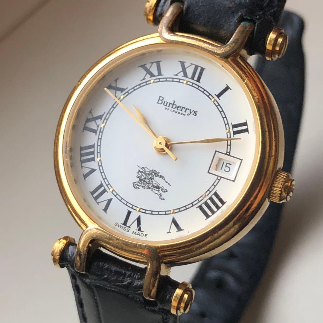 Burberrys バーバリーズ 電池新品 ローマン レザー ベルト 時計