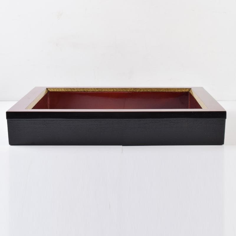 茶道具　輪島塗　塗師　古今青峰作　松葉ちらし　炉縁　共箱　C　7051A