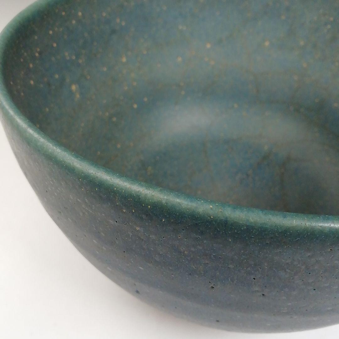 T733 茶碗 『碧釉 茶碗』『谷口良三 造』 共箱 抹茶碗 茶道具