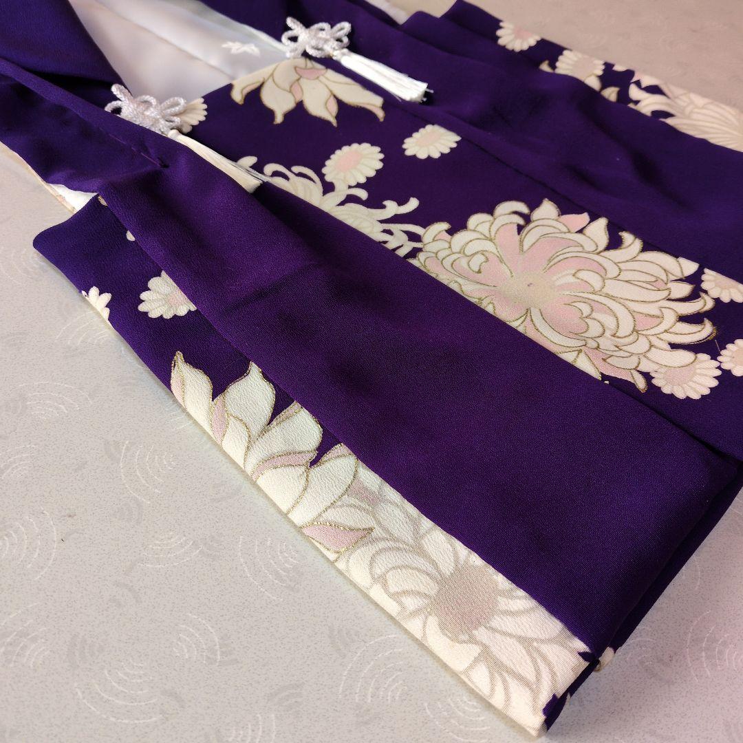 七五三３歳正絹手縫いの被布と巾着のセット（中綿無し）