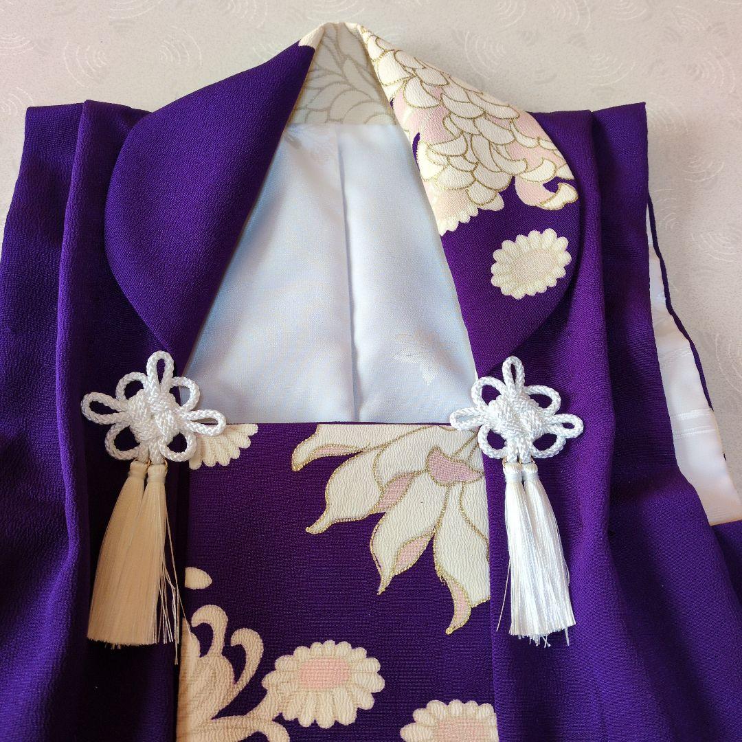 七五三３歳正絹手縫いの被布と巾着のセット（中綿無し）