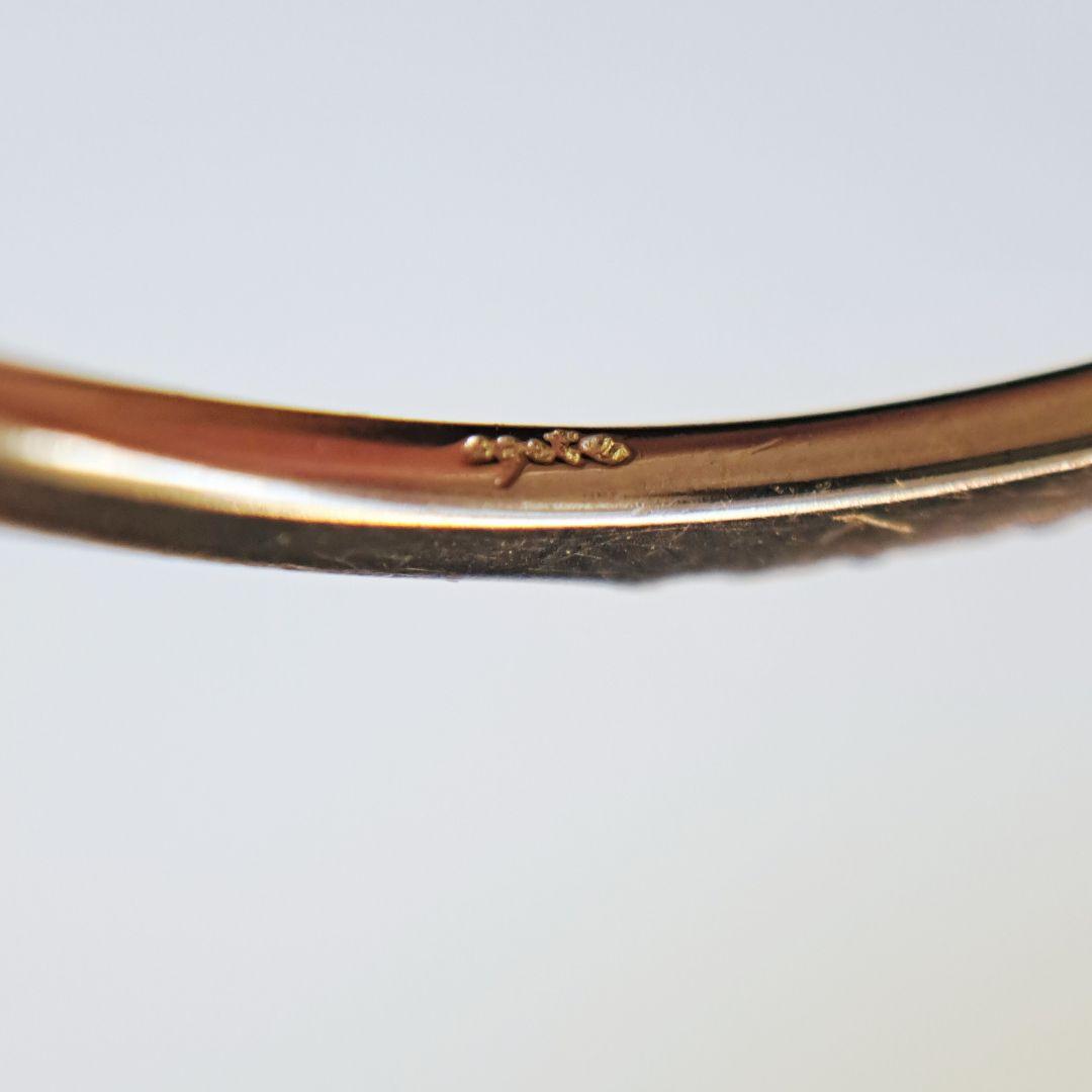 agete K18 ダイヤ 0.06ct カーブ V字 デザインリング 11号