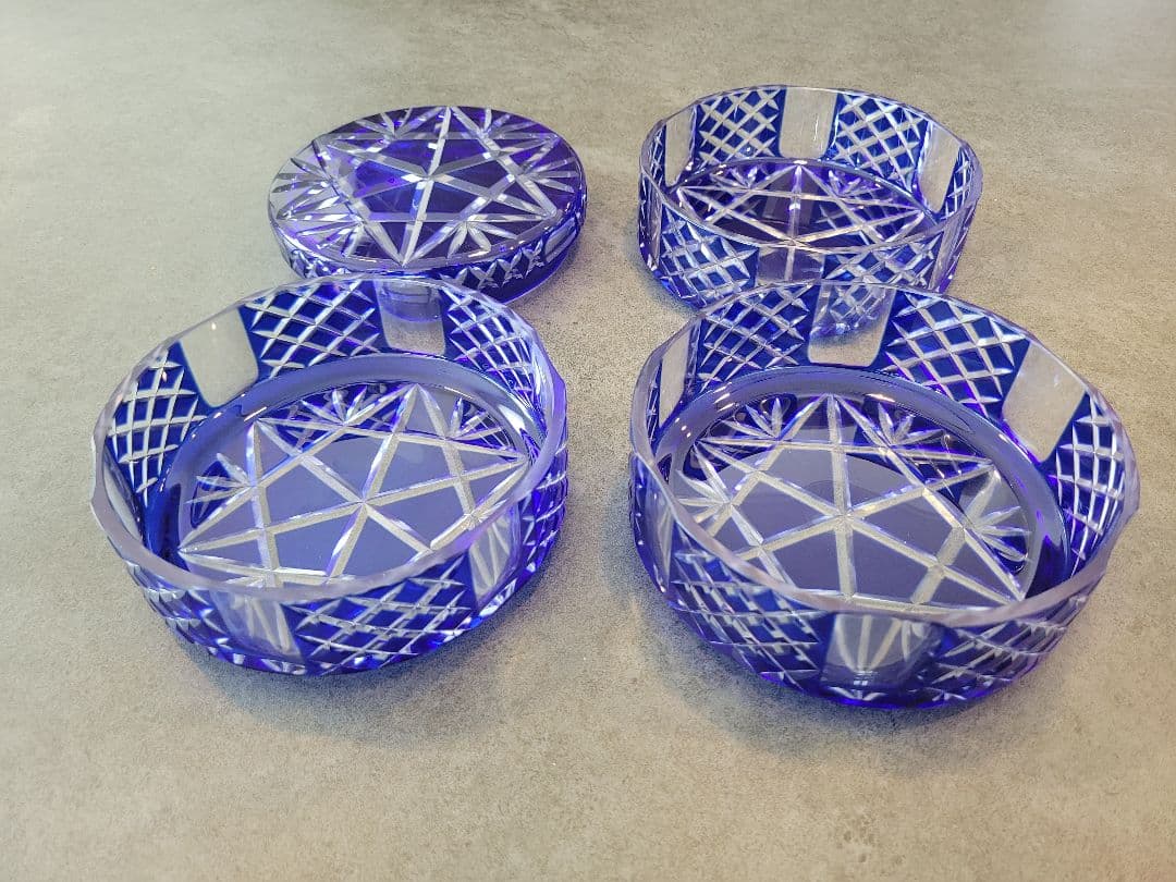 貴重】切子 ガラス器 三段重