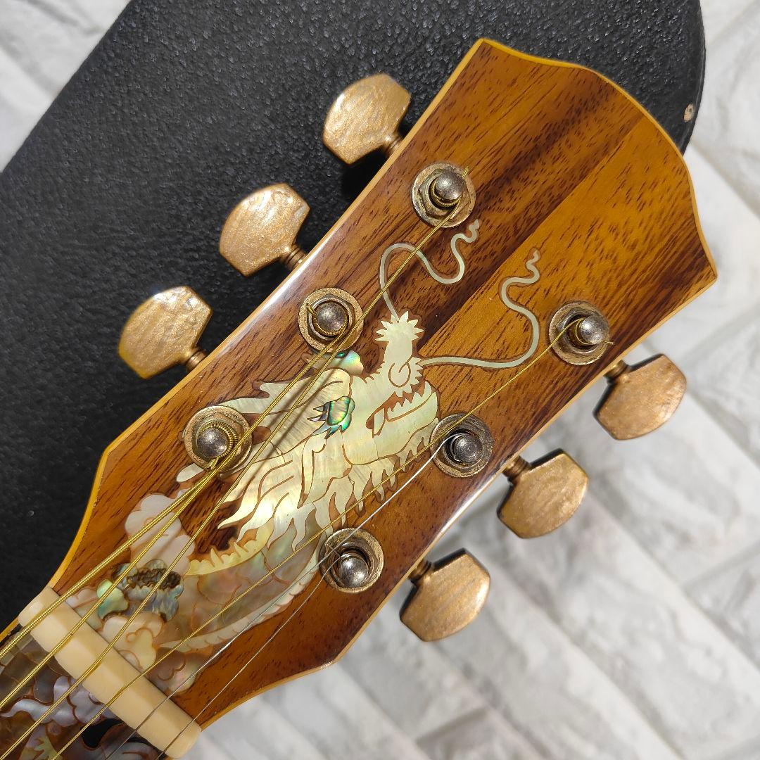 豪華アバロン！オールコア単板 アコースティックギター 龍インレイ