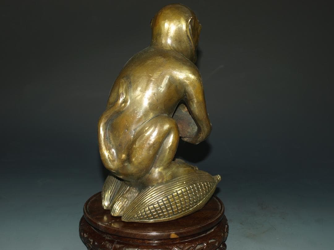 旧家整理品　中国清時代 銅製猿像※激安骨董品 N1133 C11-3