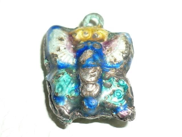 ◇美術品 中国 元時代◇副葬品 金属に七宝製 蝉（セミ）2個、